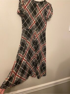 Rare Editions Black Plaid Fit & Flare Dress with Red and Cream Accents